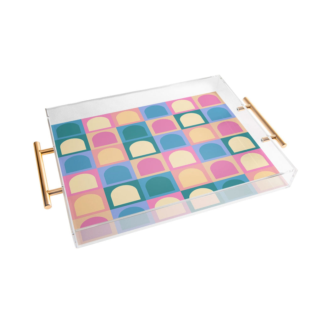 Colour Poems Checker Arches I Pastel Tones Acrylic Tray