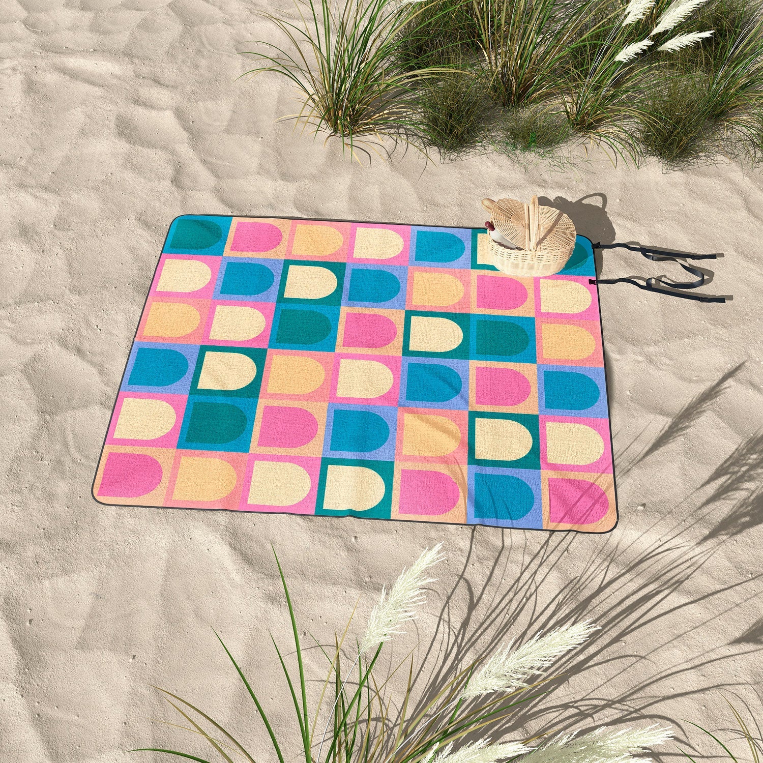 Colour Poems Checker Arches I Pastel Tones Picnic Blanket