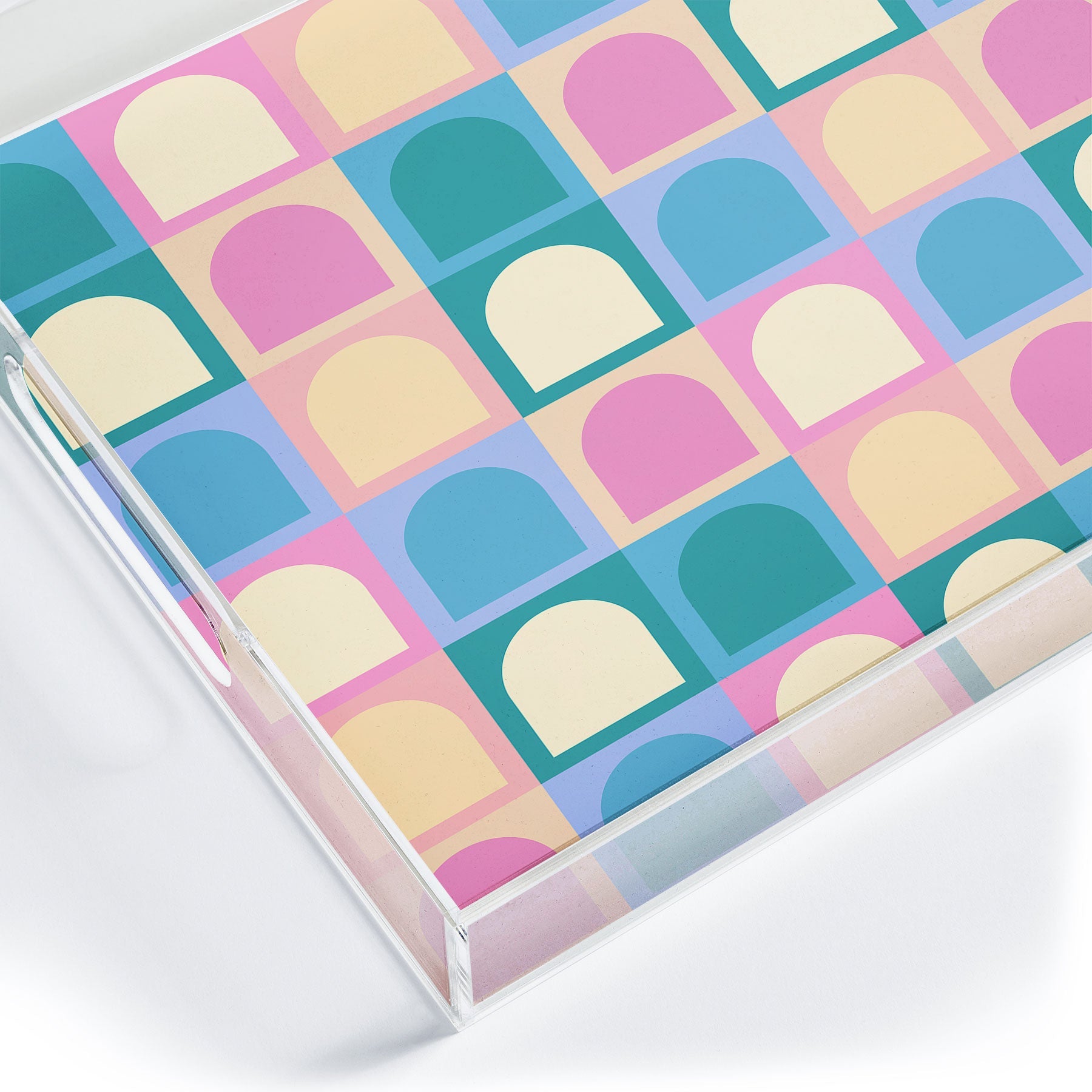Colour Poems Checker Arches I Pastel Tones Acrylic Tray