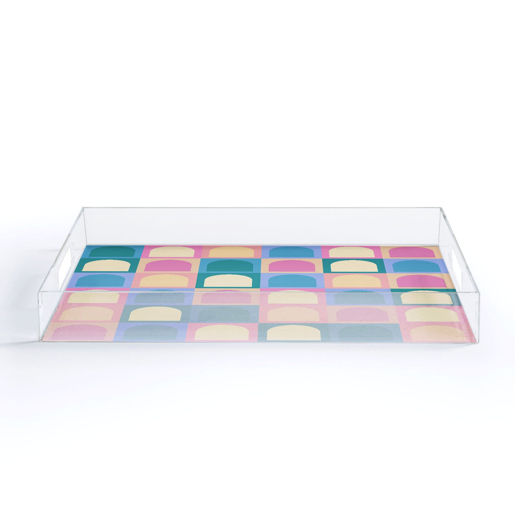Colour Poems Checker Arches I Pastel Tones Acrylic Tray