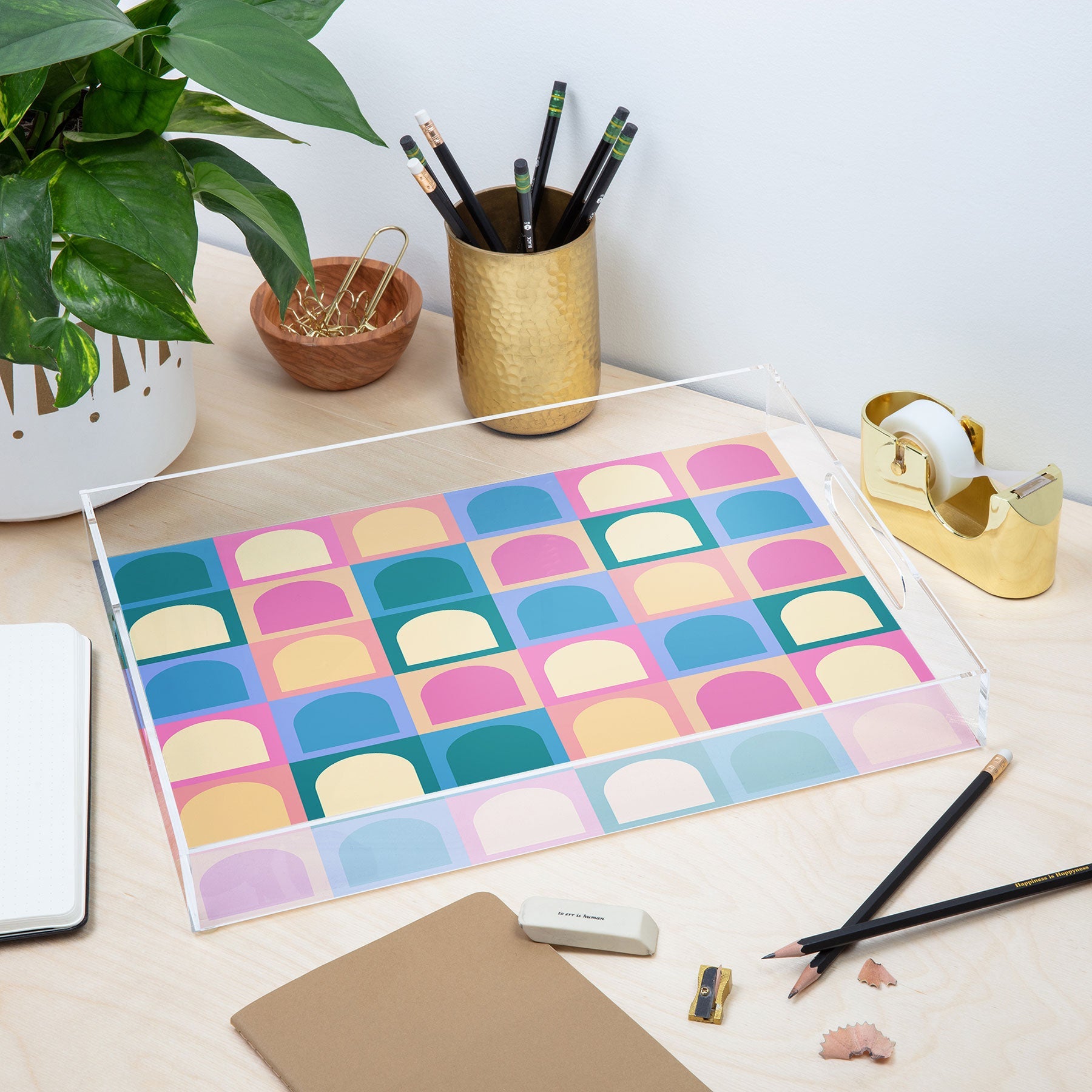Colour Poems Checker Arches I Pastel Tones Acrylic Tray