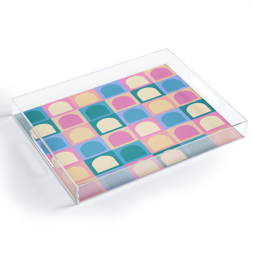Colour Poems Checker Arches I Pastel Tones Acrylic Tray