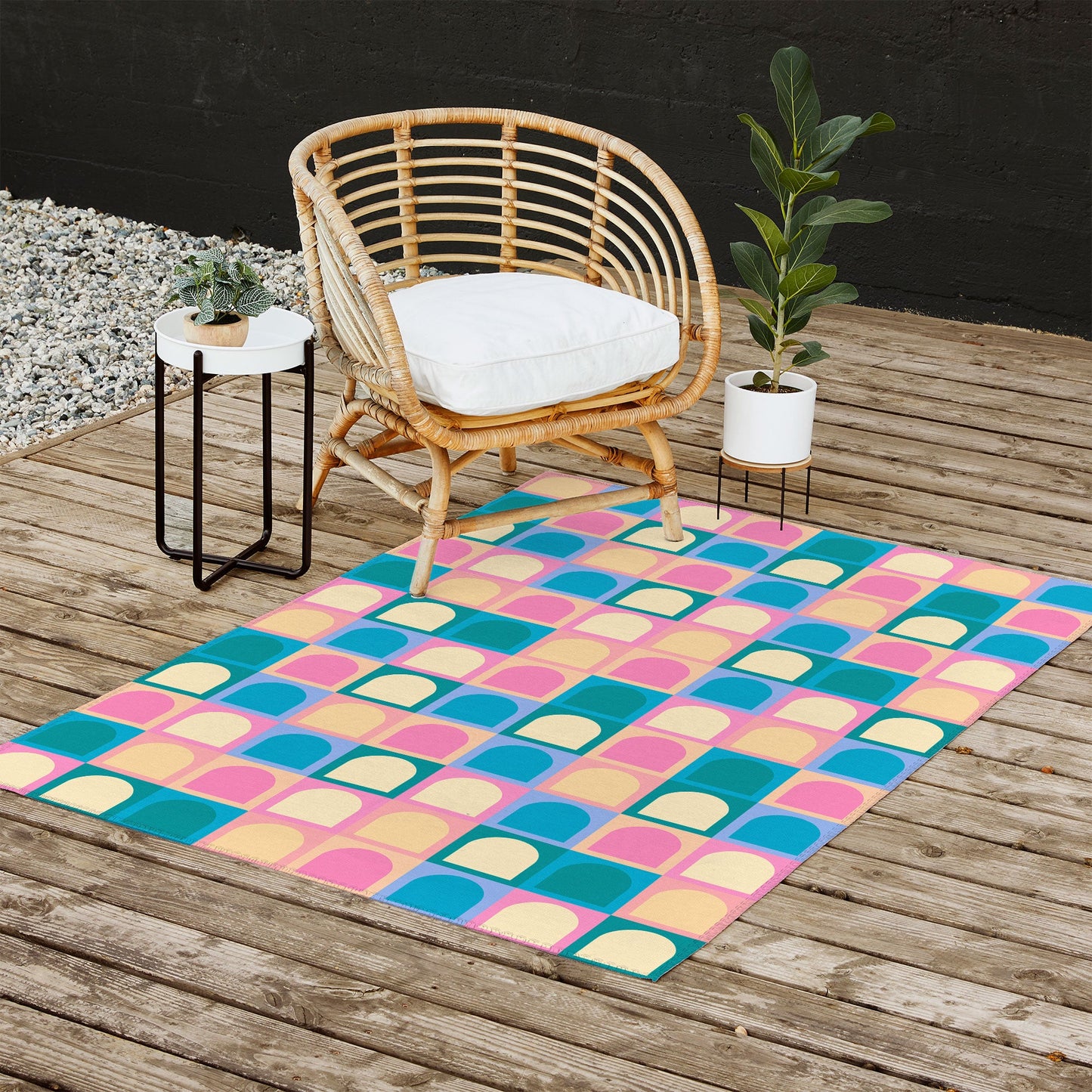 Colour Poems Checker Arches I Pastel Tones Outdoor Rug