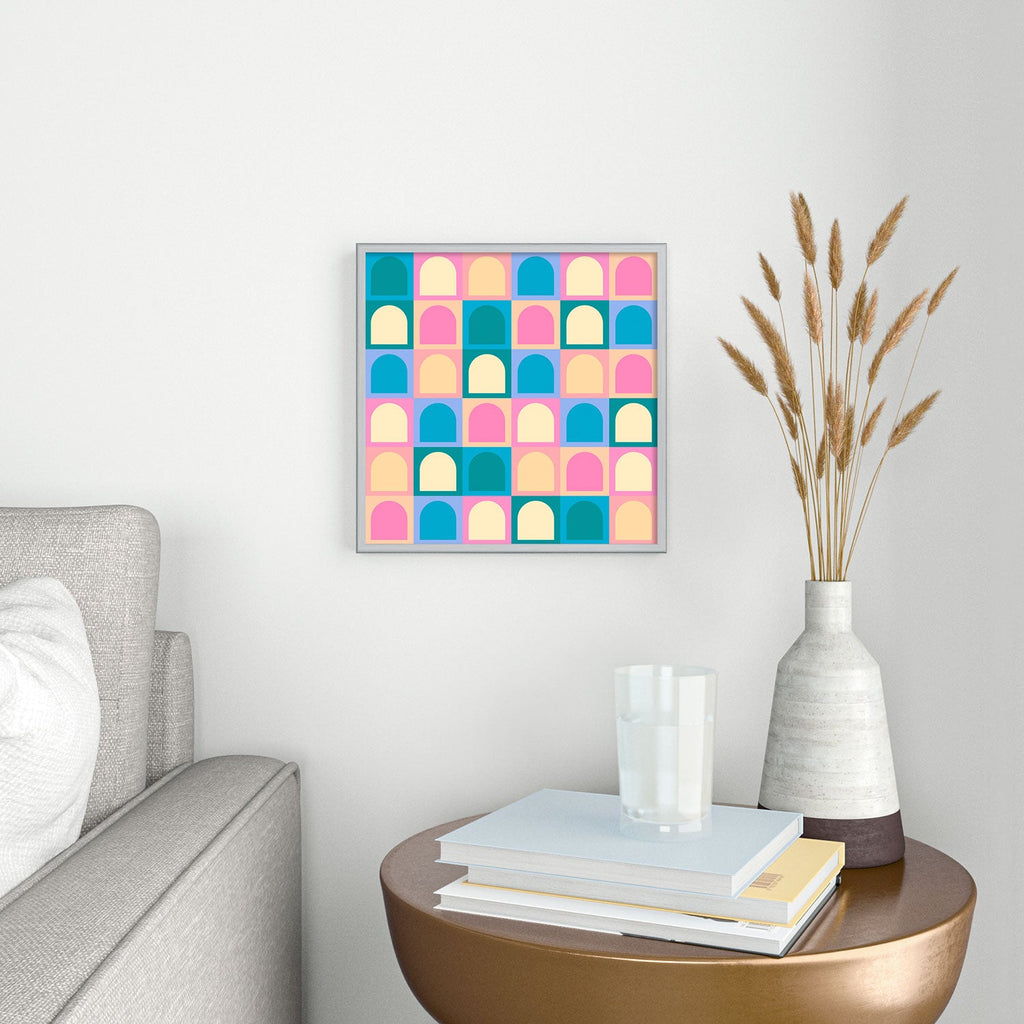 Colour Poems Checker Arches I Pastel Tones Square Metal Framed Art Print
