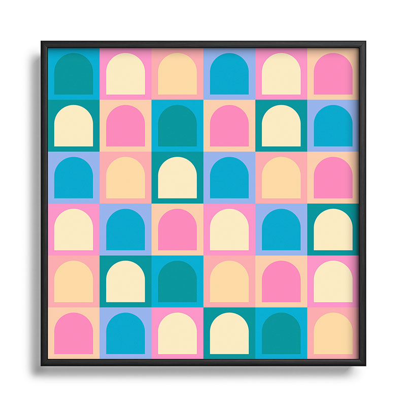 Colour Poems Checker Arches I Pastel Tones Square Metal Framed Art Print