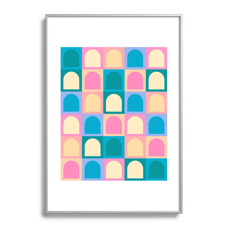 Colour Poems Checker Arches I Pastel Tones Metal Framed Art Print