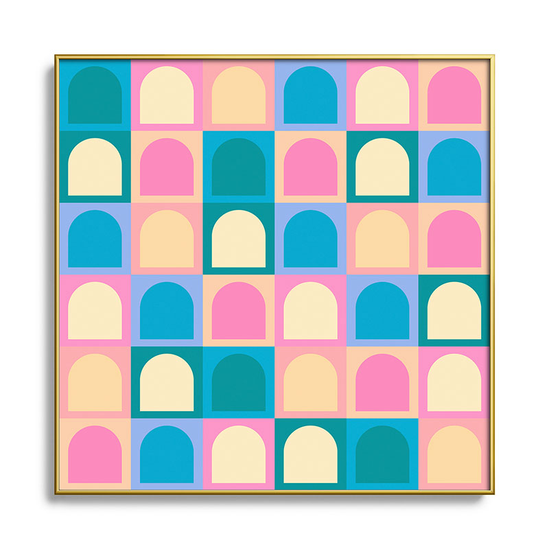 Colour Poems Checker Arches I Pastel Tones Square Metal Framed Art Print
