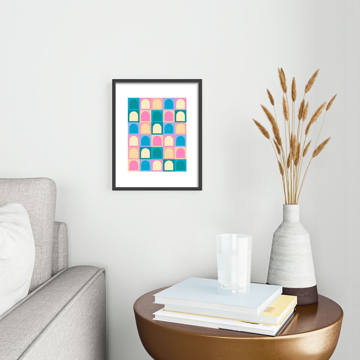 Colour Poems Checker Arches I Pastel Tones Metal Framed Art Print