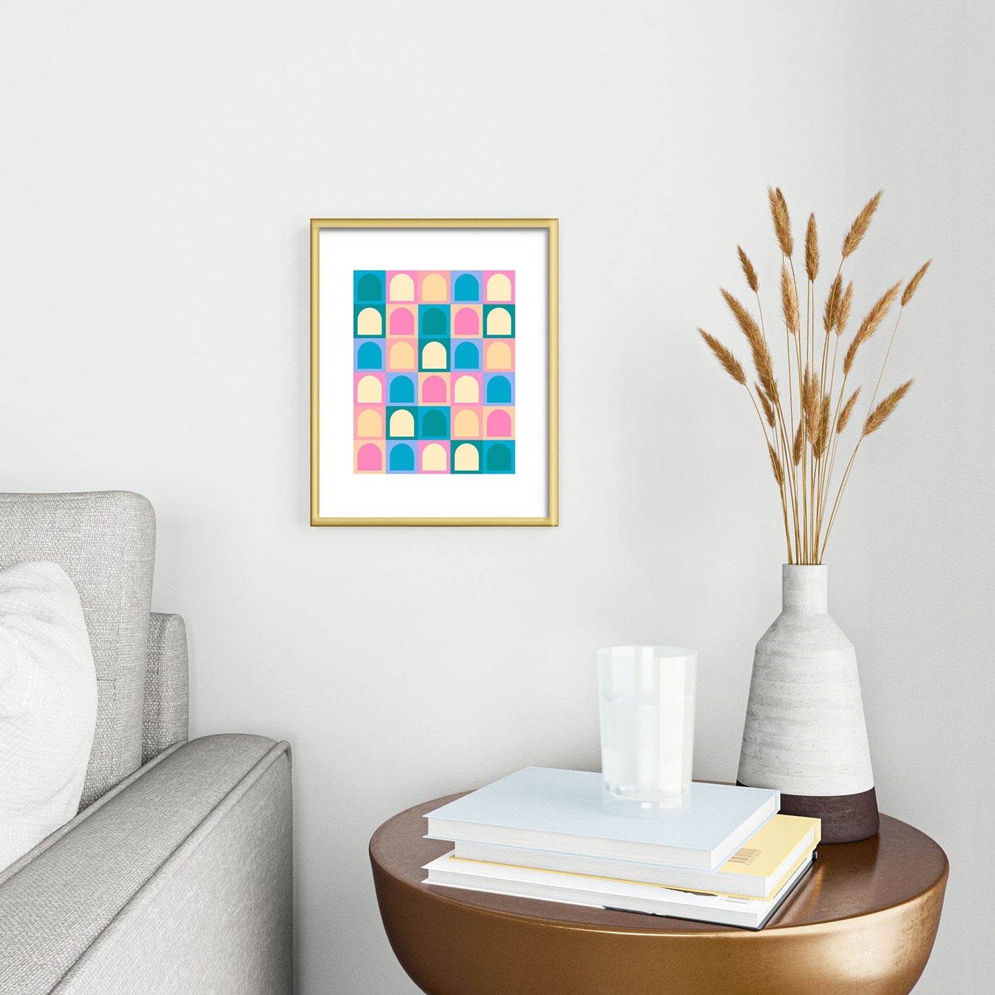 Colour Poems Checker Arches I Pastel Tones Metal Framed Art Print