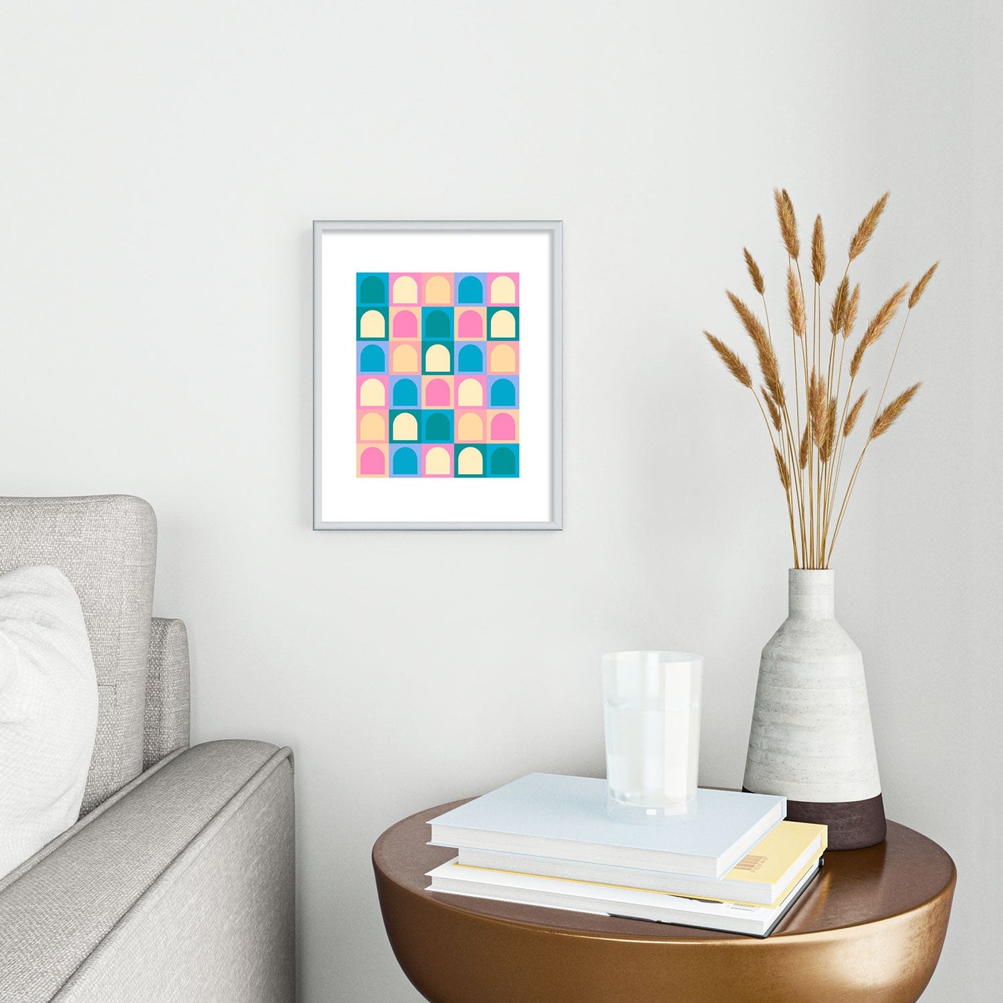 Colour Poems Checker Arches I Pastel Tones Metal Framed Art Print