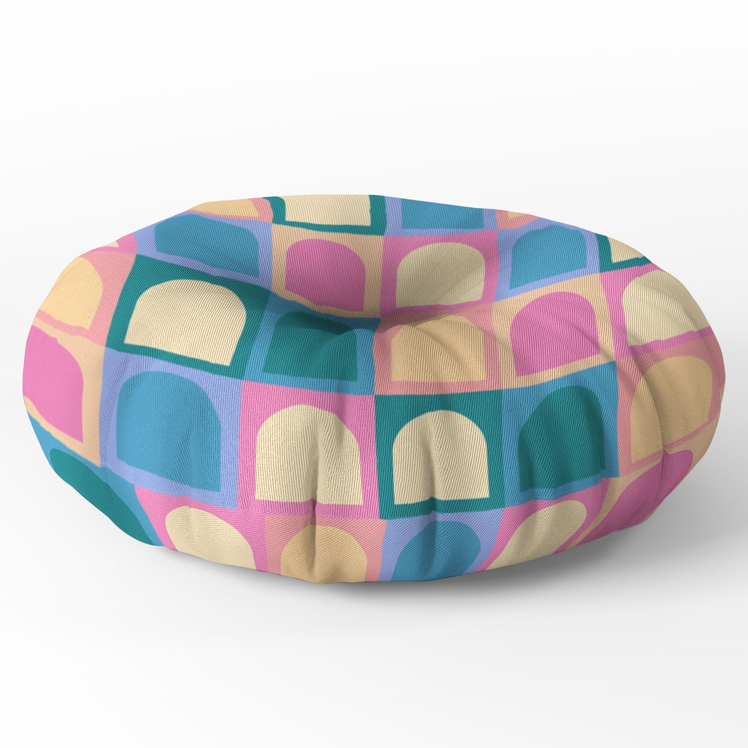 Colour Poems Checker Arches I Pastel Tones Floor Pillow Round
