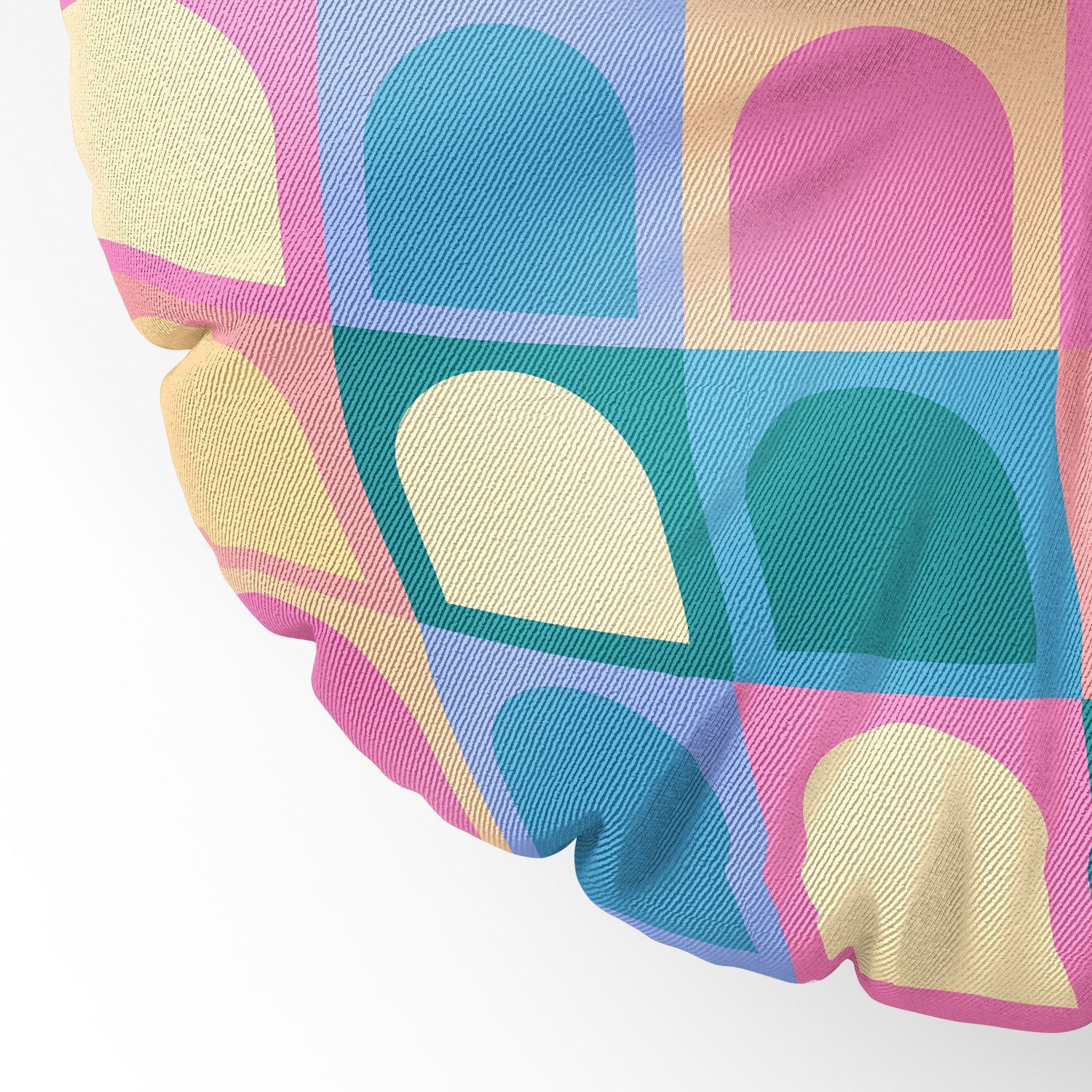 Colour Poems Checker Arches I Pastel Tones Floor Pillow Round