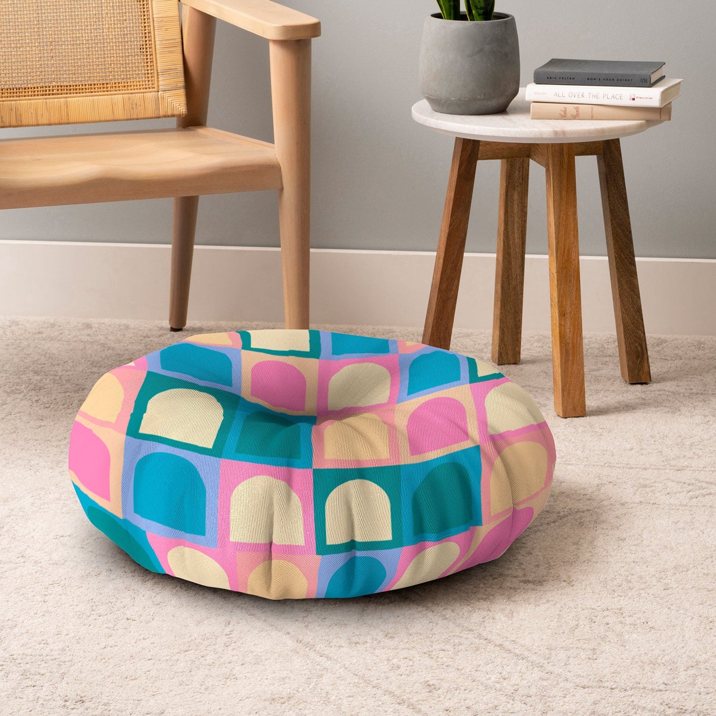 Colour Poems Checker Arches I Pastel Tones Floor Pillow Round