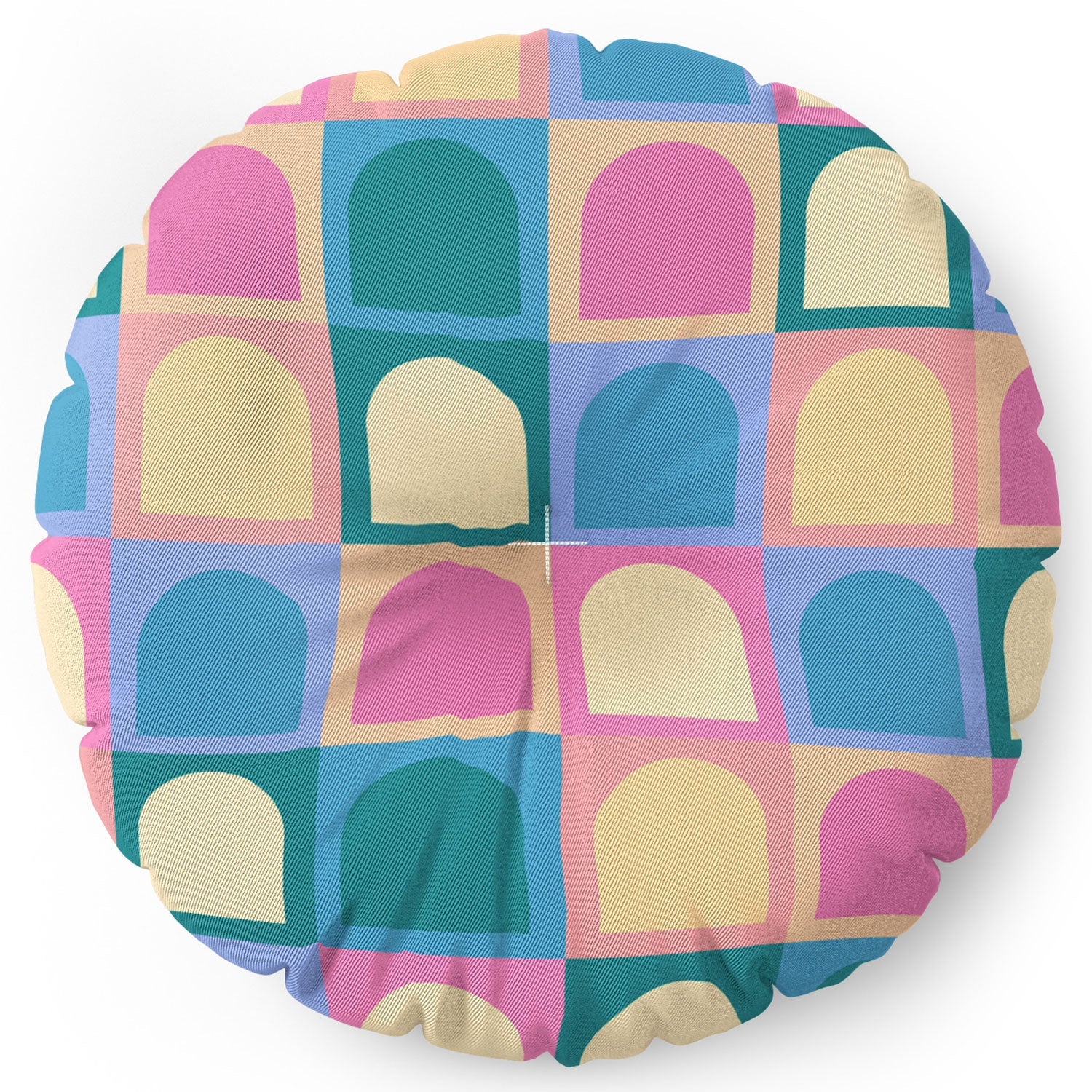Colour Poems Checker Arches I Pastel Tones Floor Pillow Round