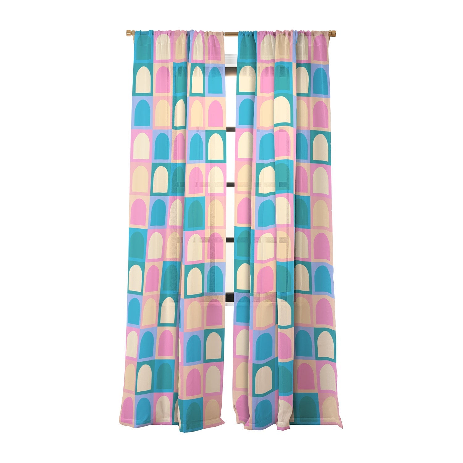 Colour Poems Checker Arches I Pastel Tones Sheer Non Repeat