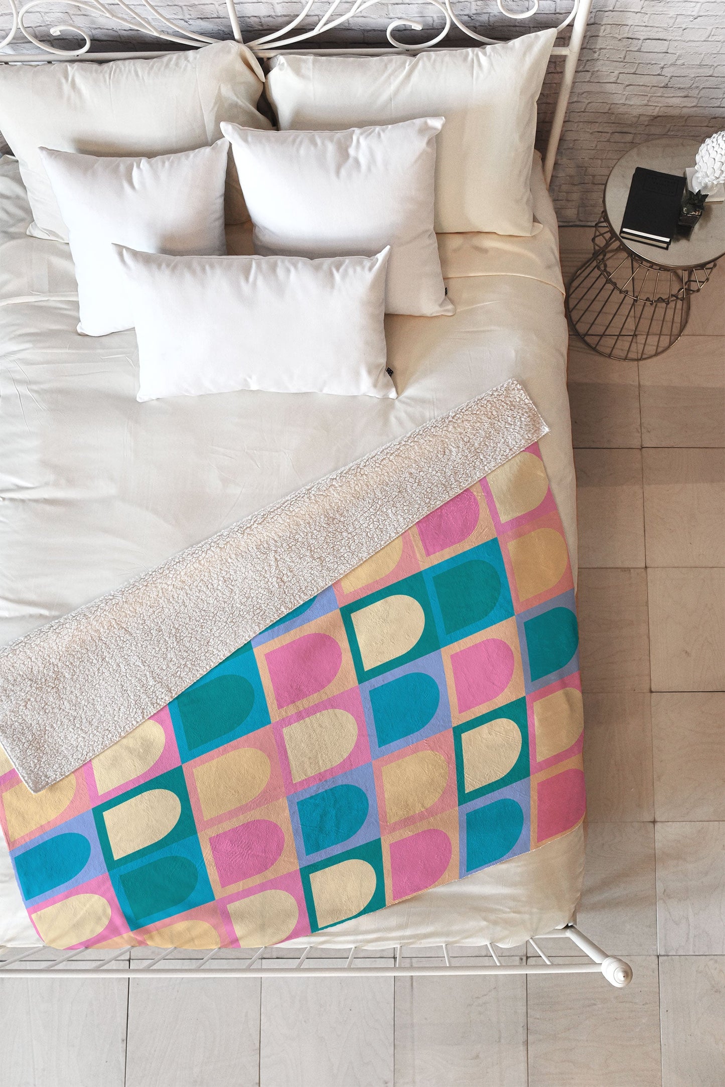Colour Poems Checker Arches I Pastel Tones Fleece Throw Blanket