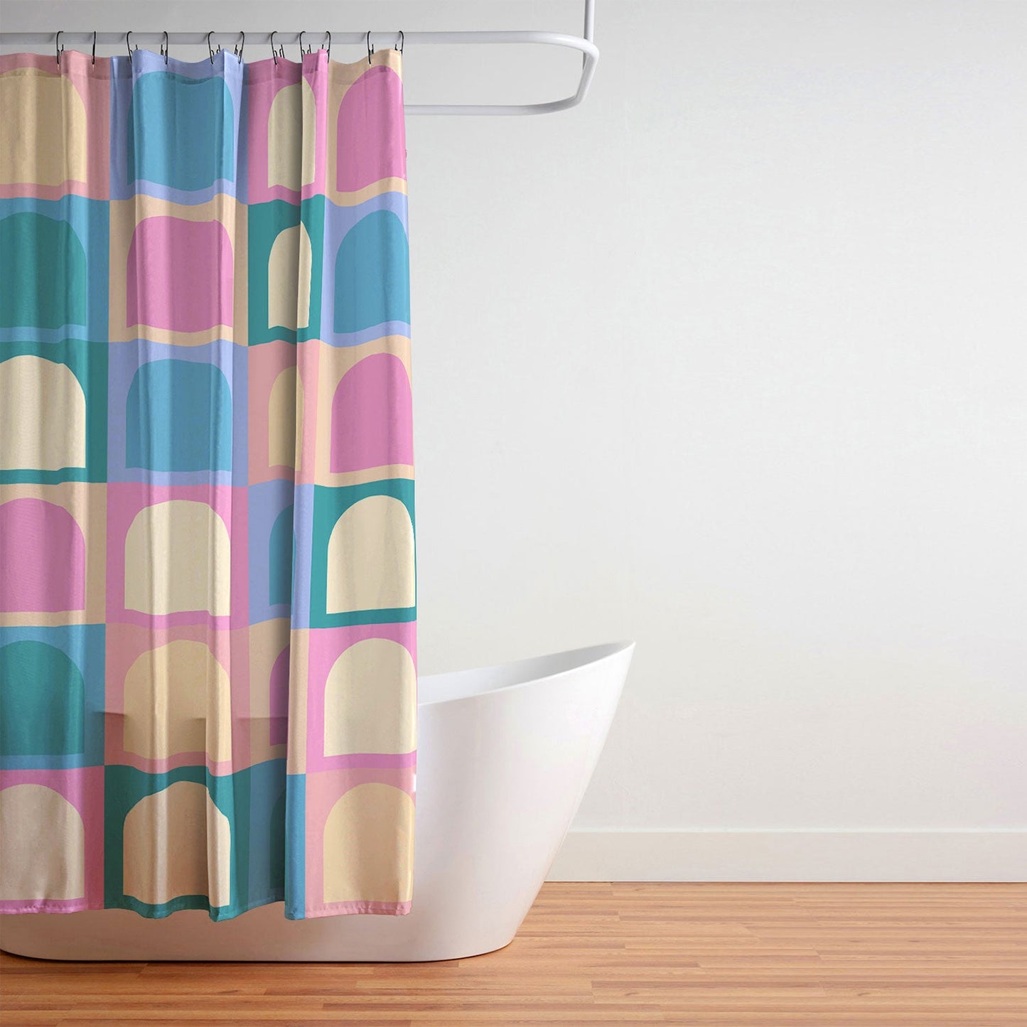 Colour Poems Checker Arches I Pastel Tones Shower Curtain
