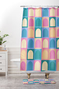 Colour Poems Checker Arches I Pastel Tones Shower Curtain And Mat