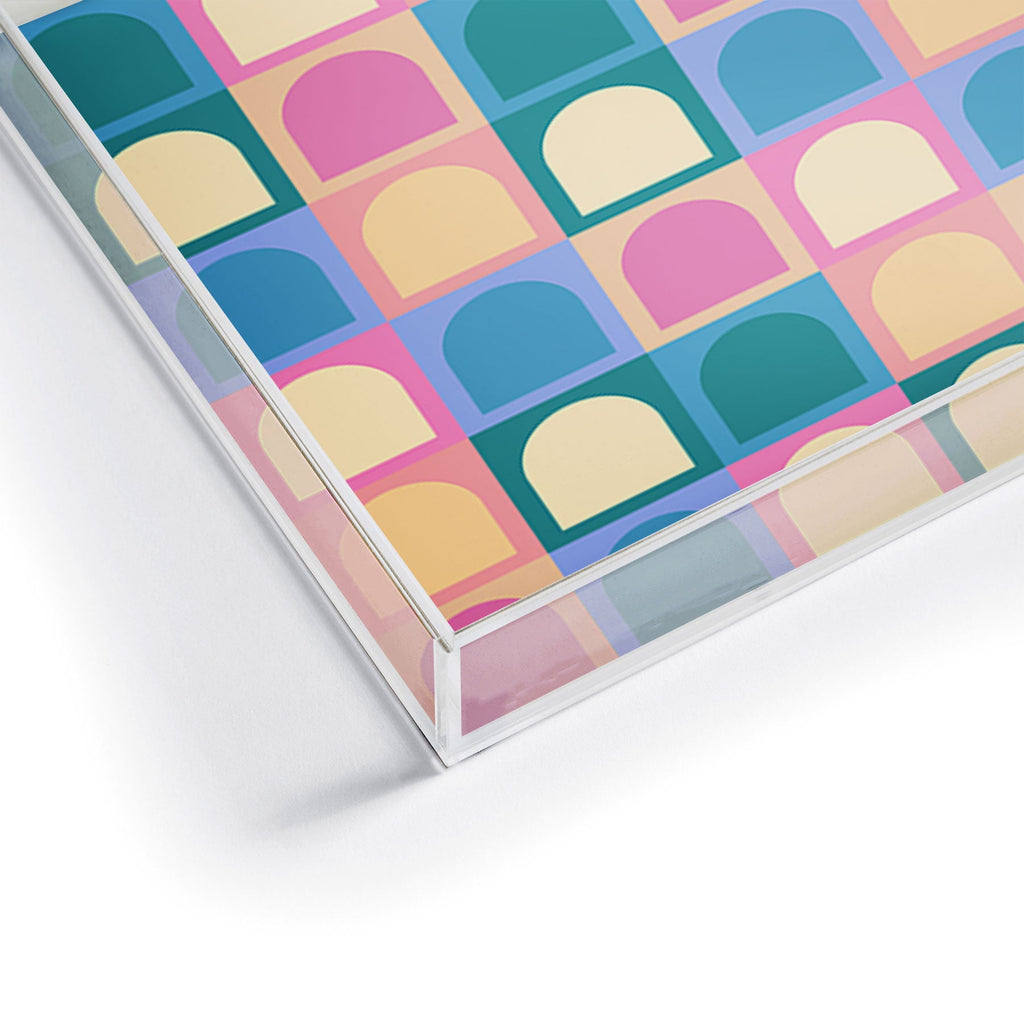 Colour Poems Checker Arches I Pastel Tones Acrylic Tray
