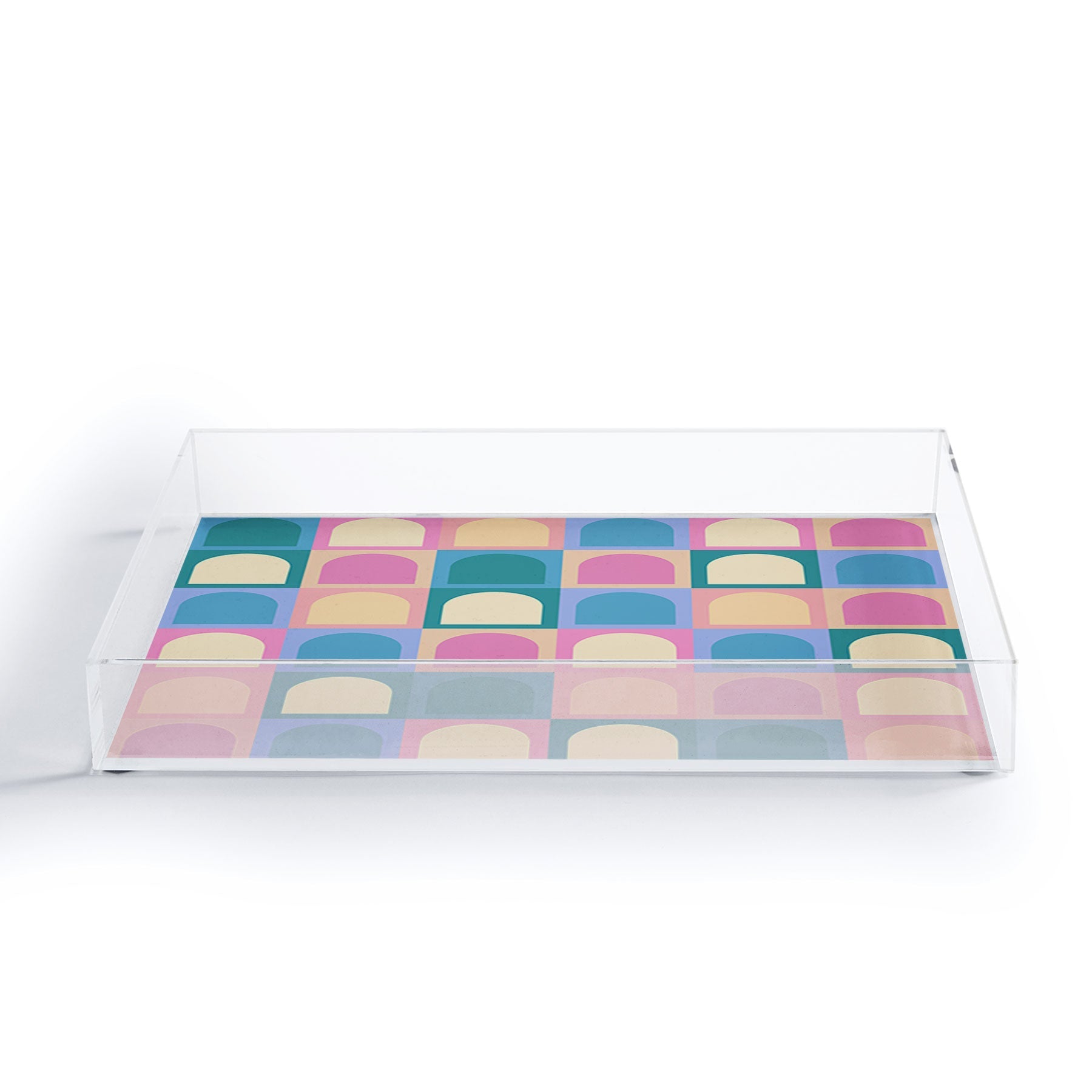 Colour Poems Checker Arches I Pastel Tones Acrylic Tray