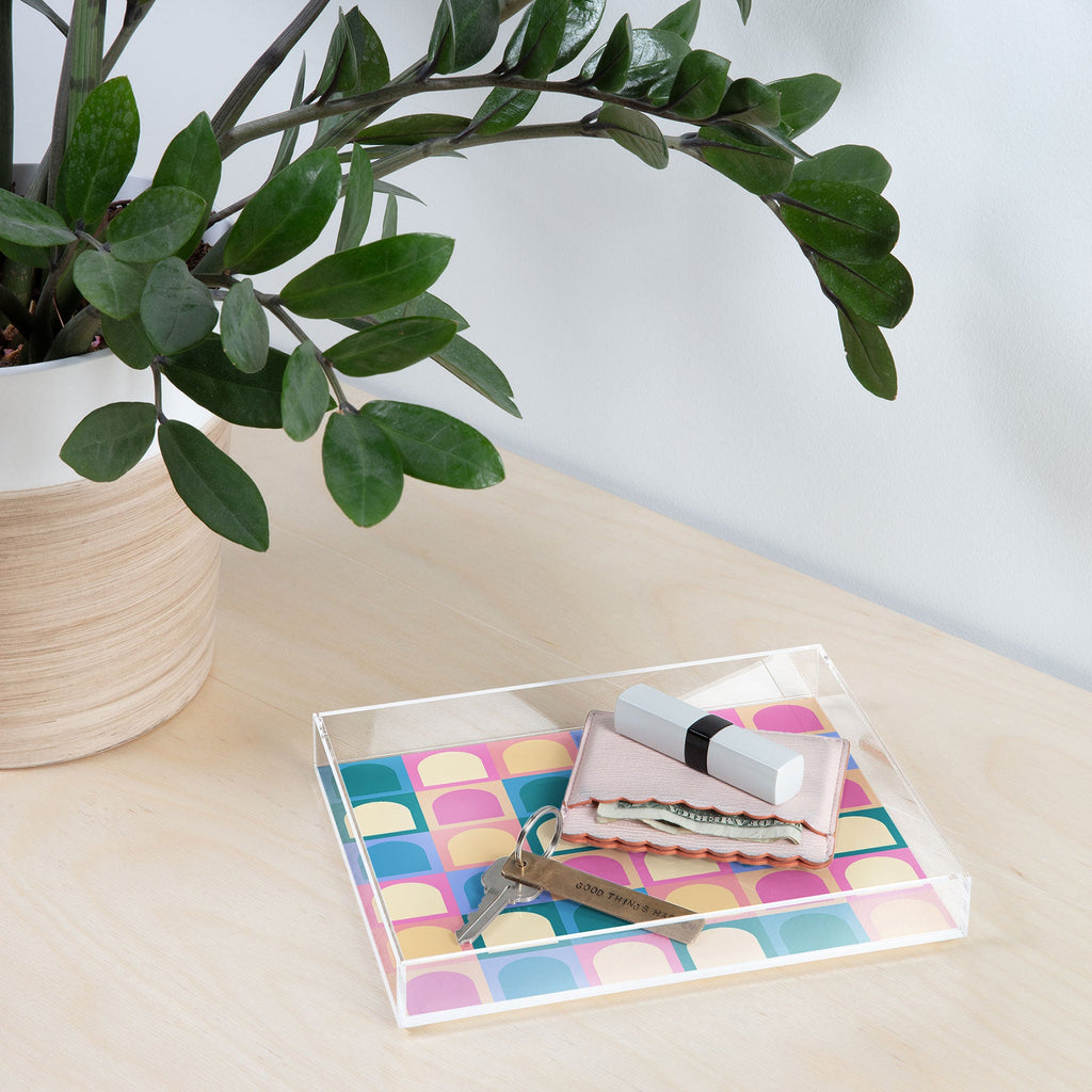 Colour Poems Checker Arches I Pastel Tones Acrylic Tray