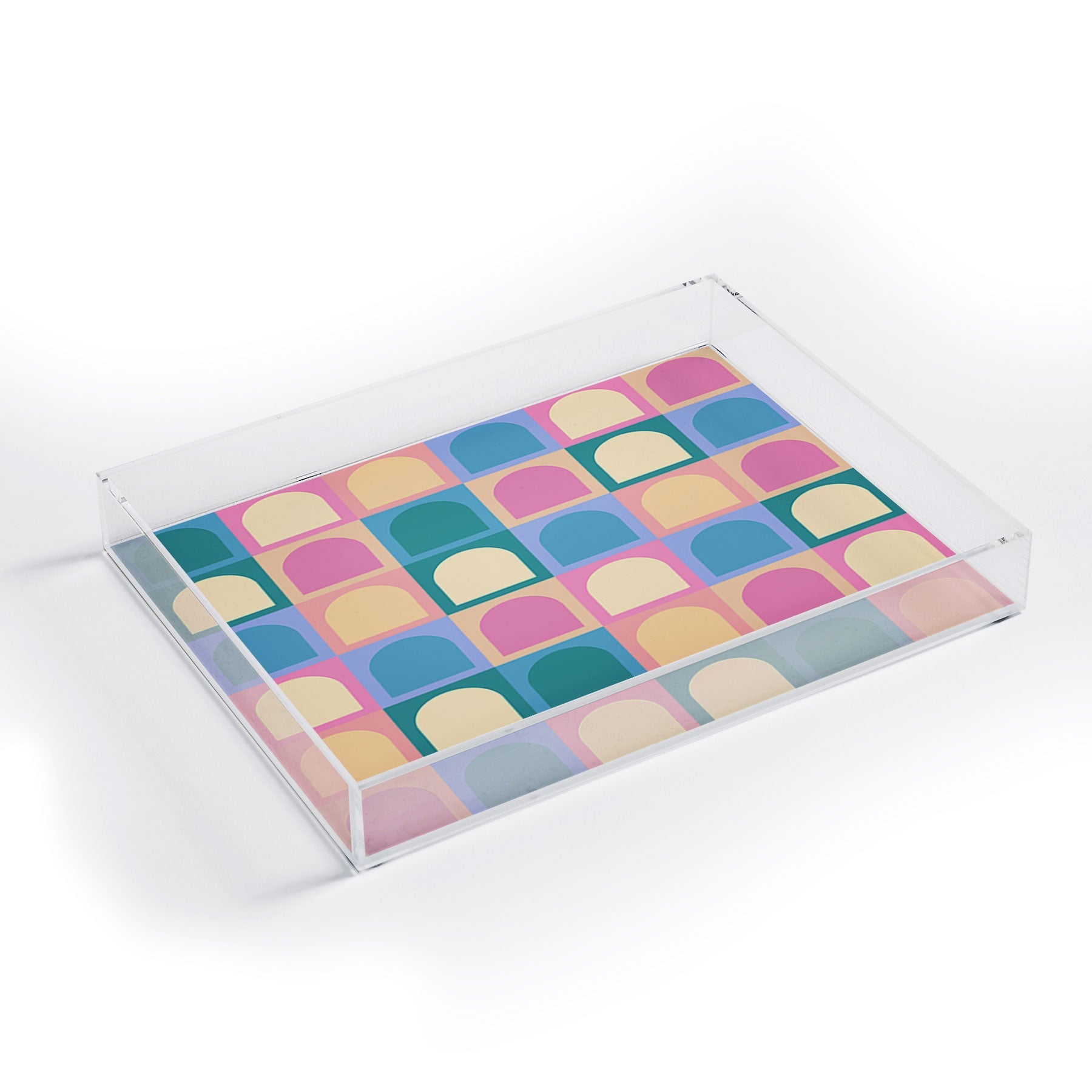 Colour Poems Checker Arches I Pastel Tones Acrylic Tray