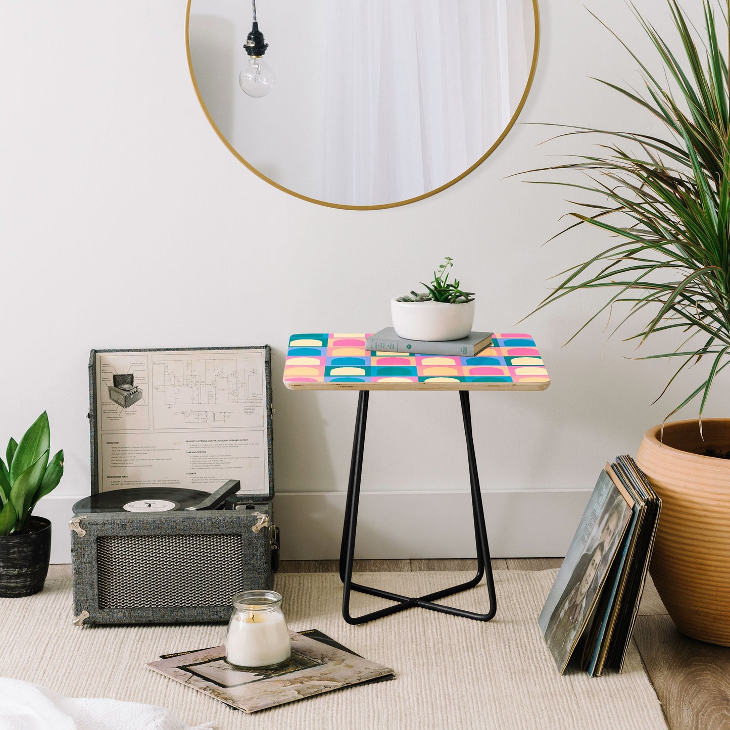 Colour Poems Checker Arches I Pastel Tones Side Table