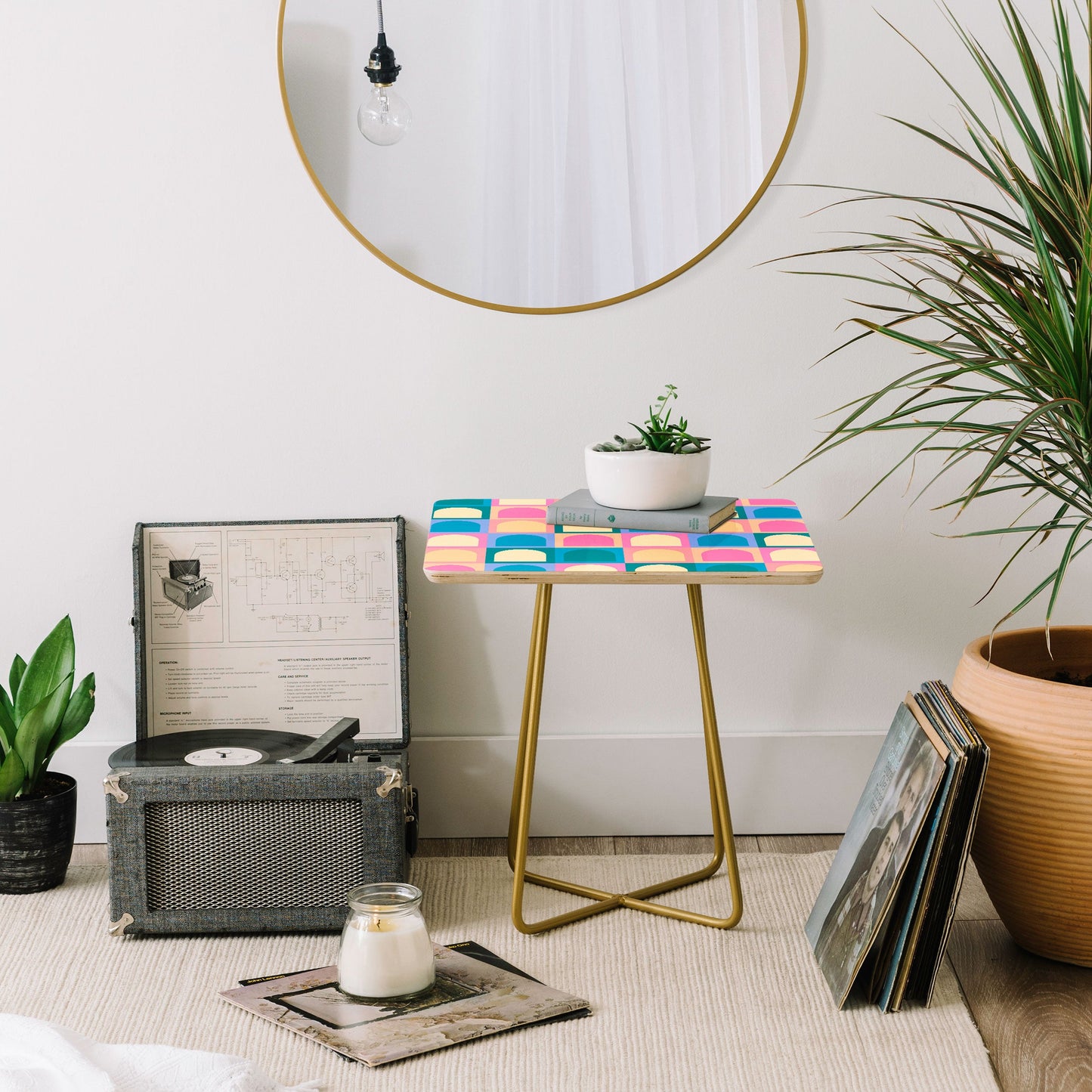 Colour Poems Checker Arches I Pastel Tones Side Table
