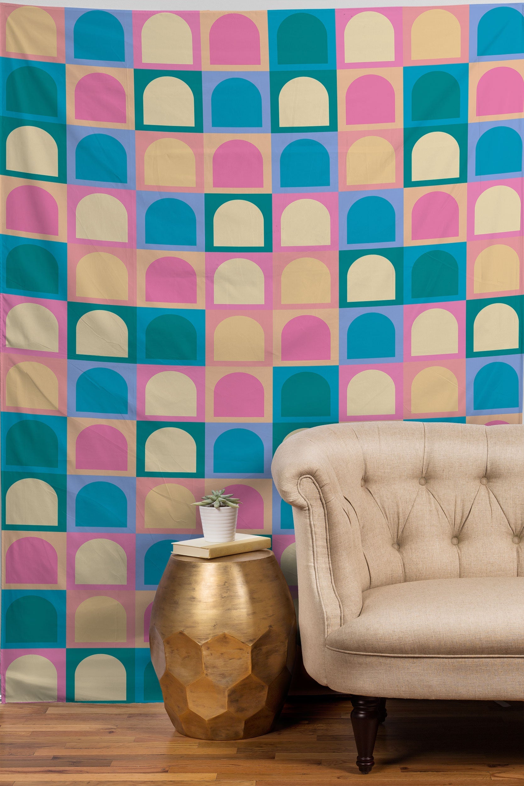 Colour Poems Checker Arches I Pastel Tones Tapestry