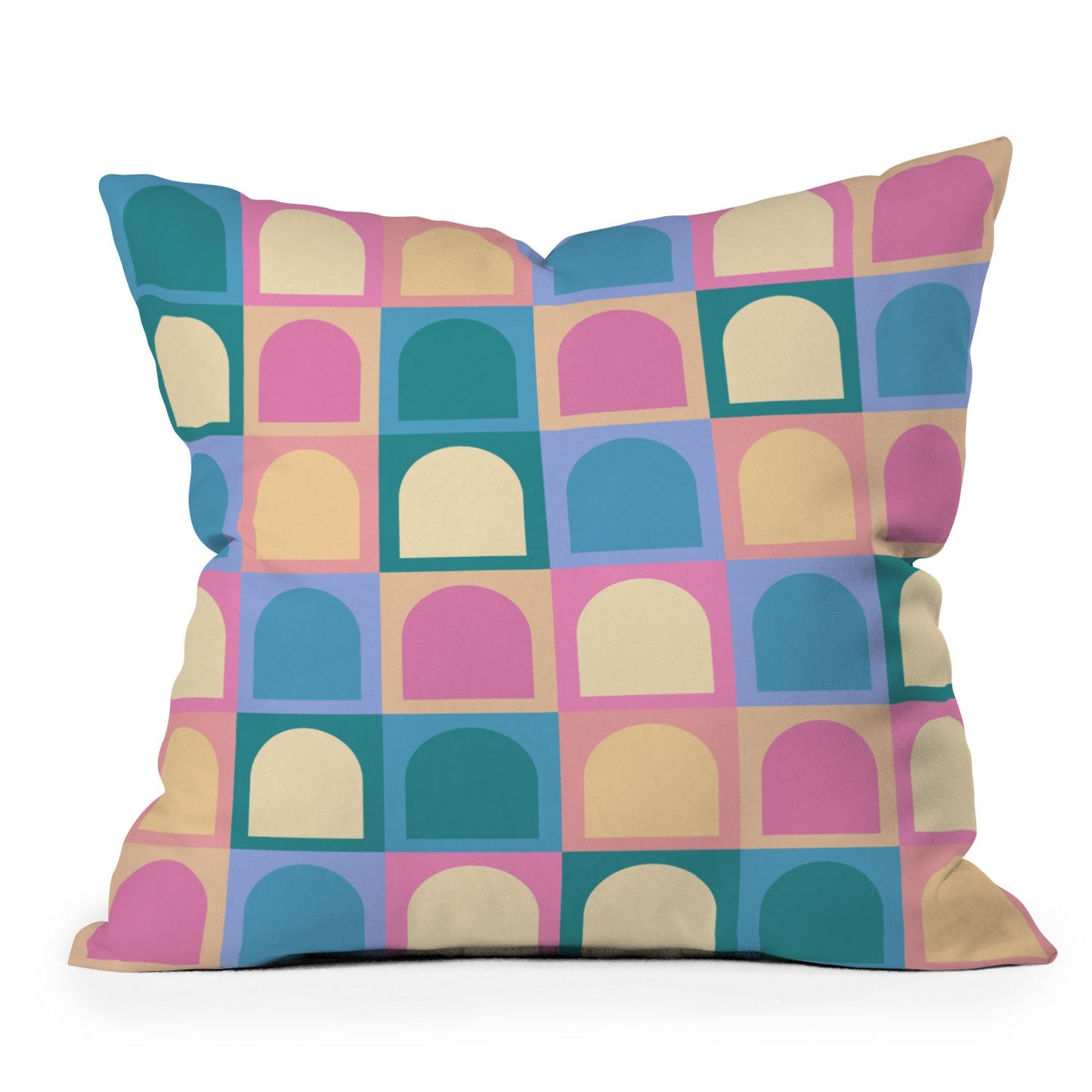 Colour Poems Checker Arches I Pastel Tones Outdoor Throw Pillow