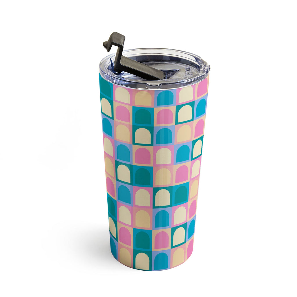 Colour Poems Checker Arches I Pastel Tones Travel Mug
