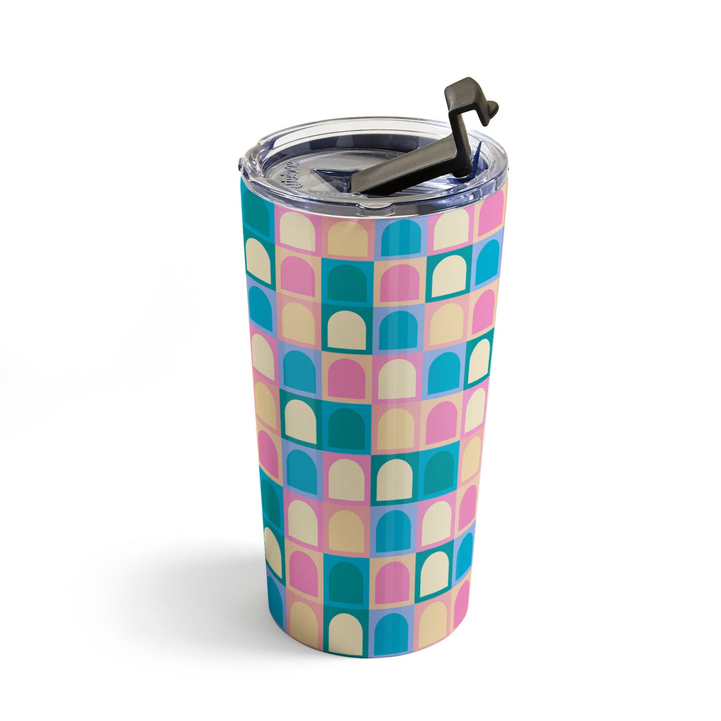 Colour Poems Checker Arches I Pastel Tones Travel Mug