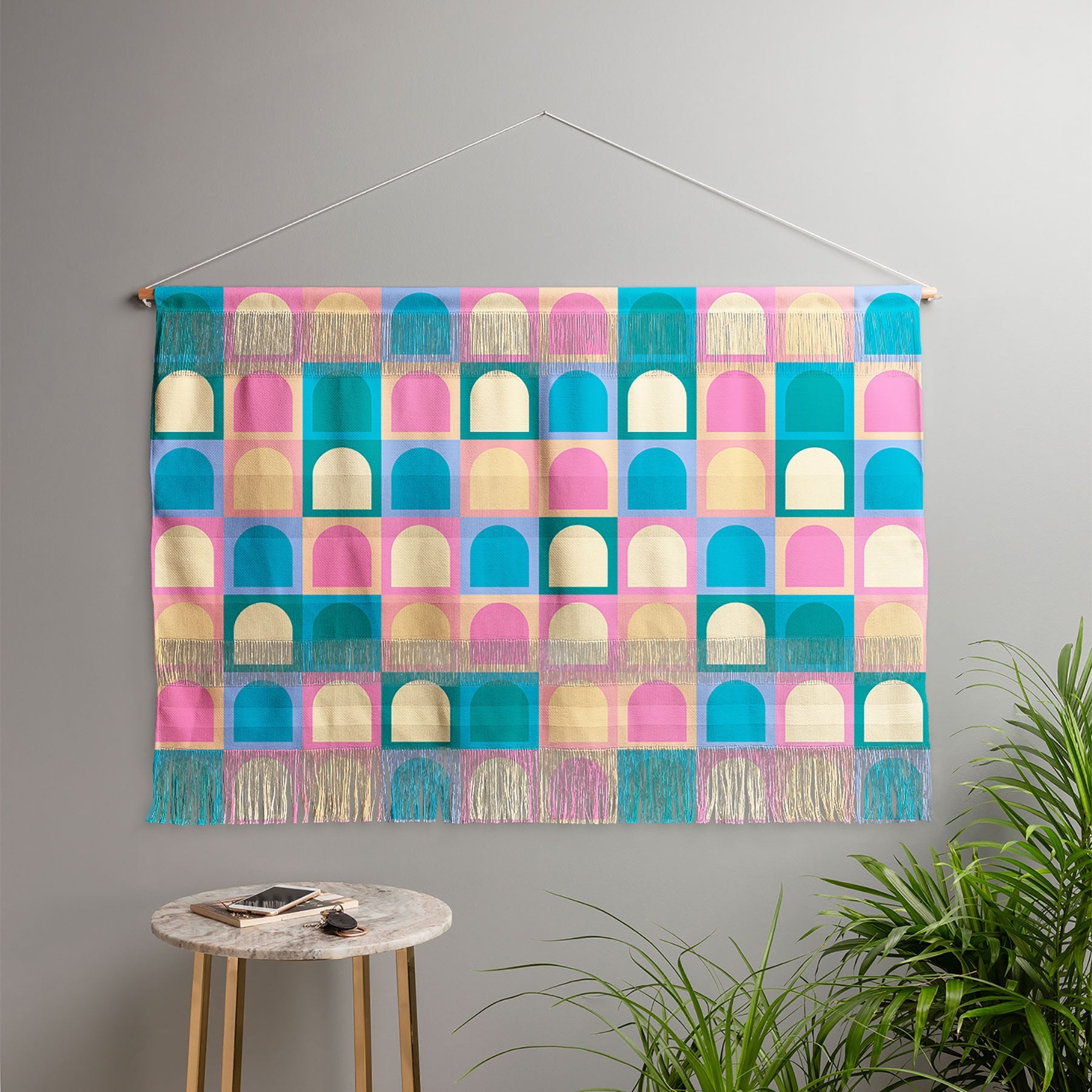 Colour Poems Checker Arches I Pastel Tones Wall Hanging Landscape