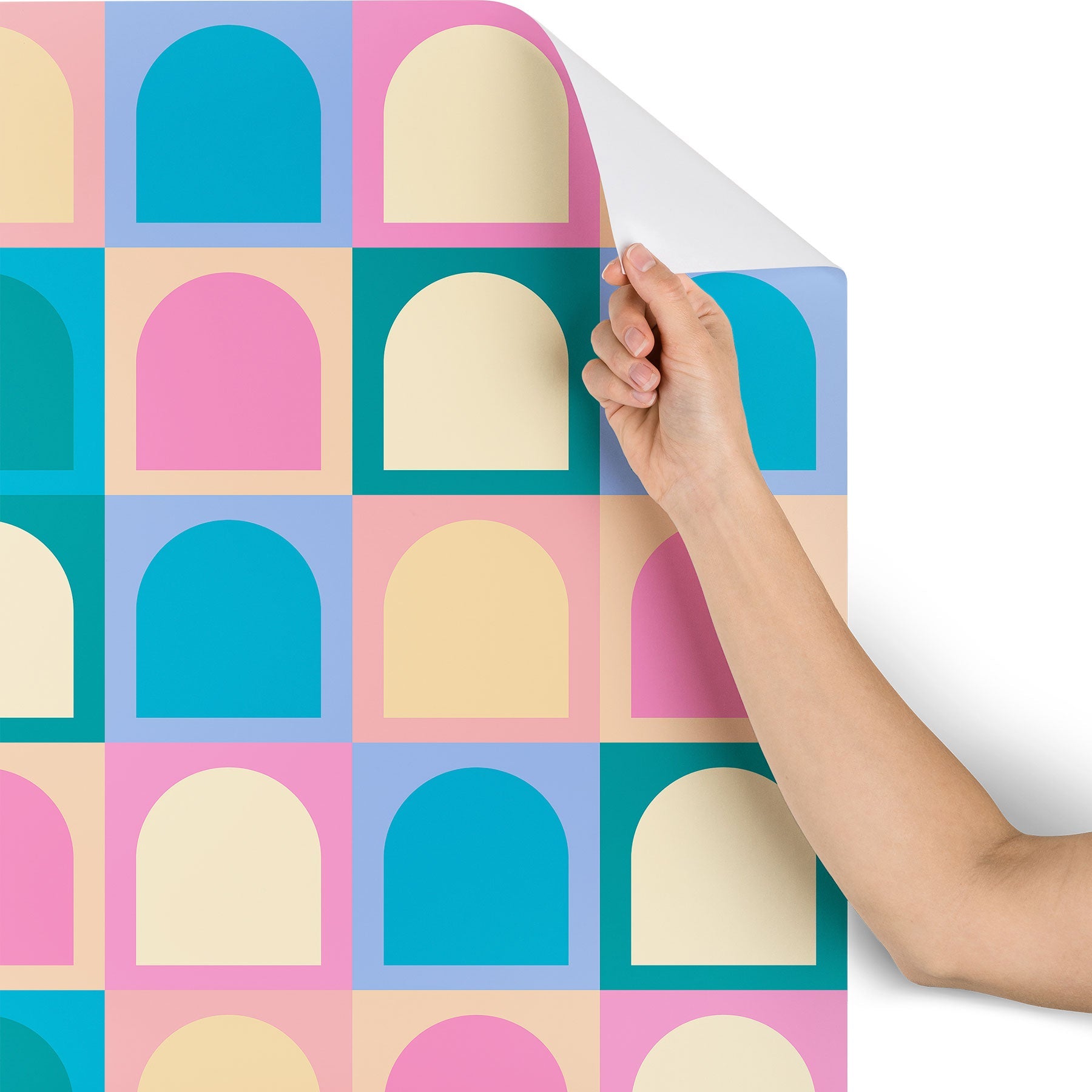 Colour Poems Checker Arches I Pastel Tones Wallpaper