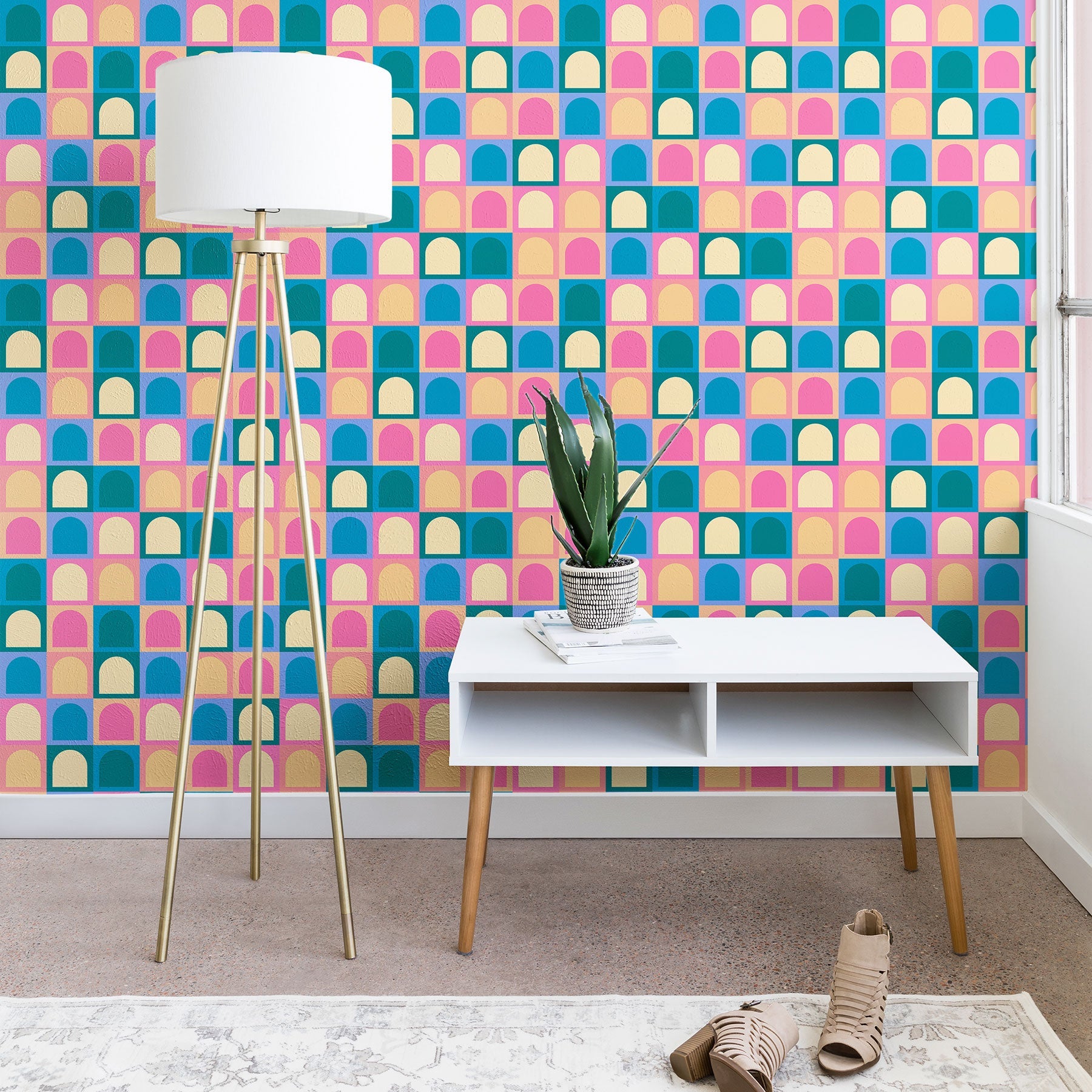 Colour Poems Checker Arches I Pastel Tones Wallpaper