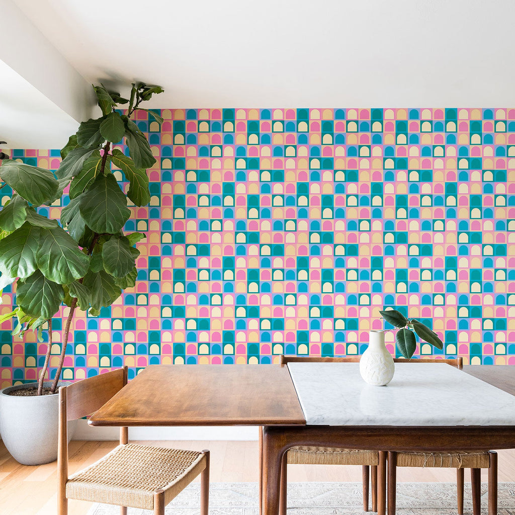 Colour Poems Checker Arches I Pastel Tones Wallpaper