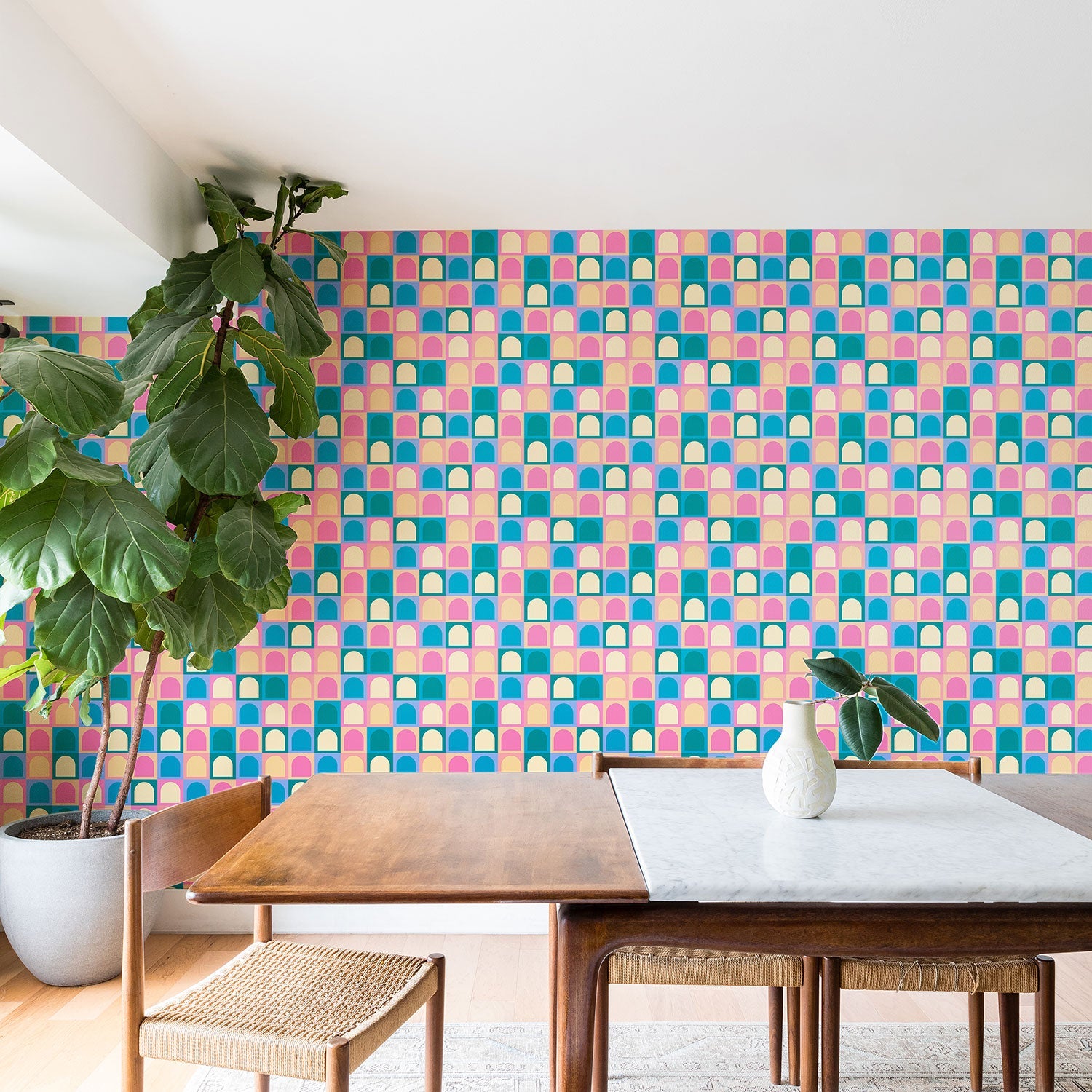 Colour Poems Checker Arches I Pastel Tones Wallpaper