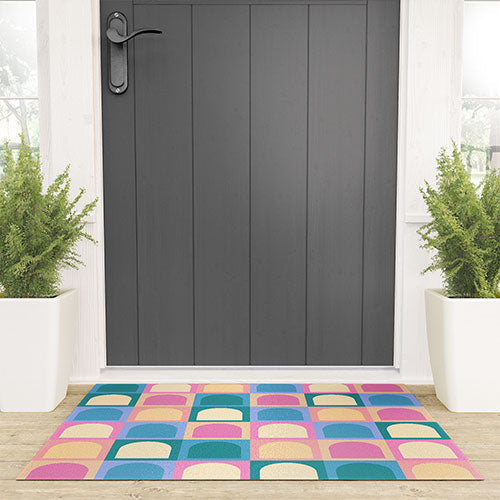 Colour Poems Checker Arches I Pastel Tones Welcome Mat