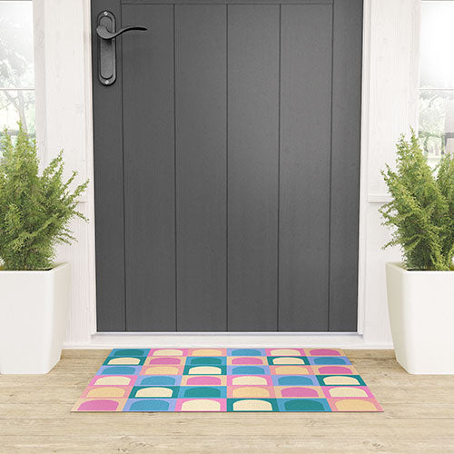 Colour Poems Checker Arches I Pastel Tones Welcome Mat
