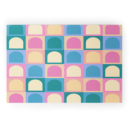 Colour Poems Checker Arches I Pastel Tones Welcome Mat