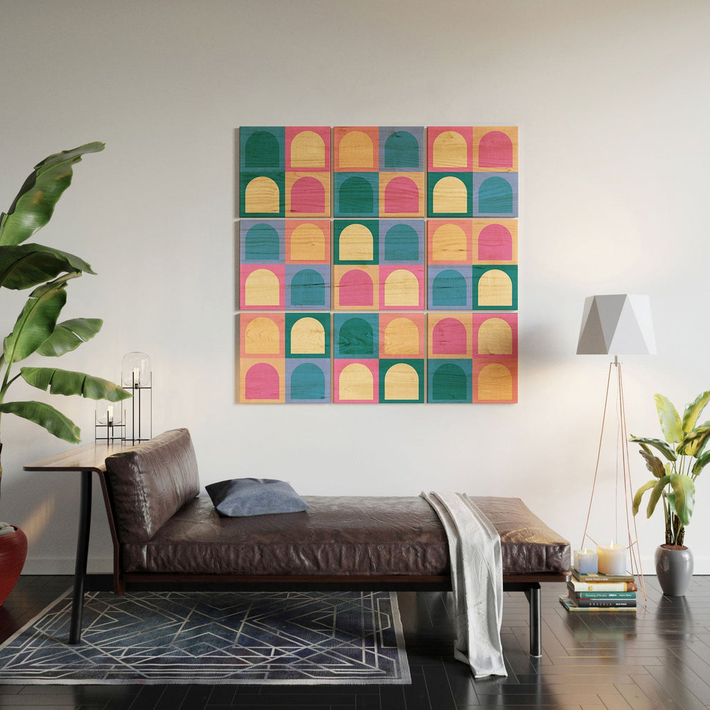Colour Poems Checker Arches I Pastel Tones Wood Wall Mural
