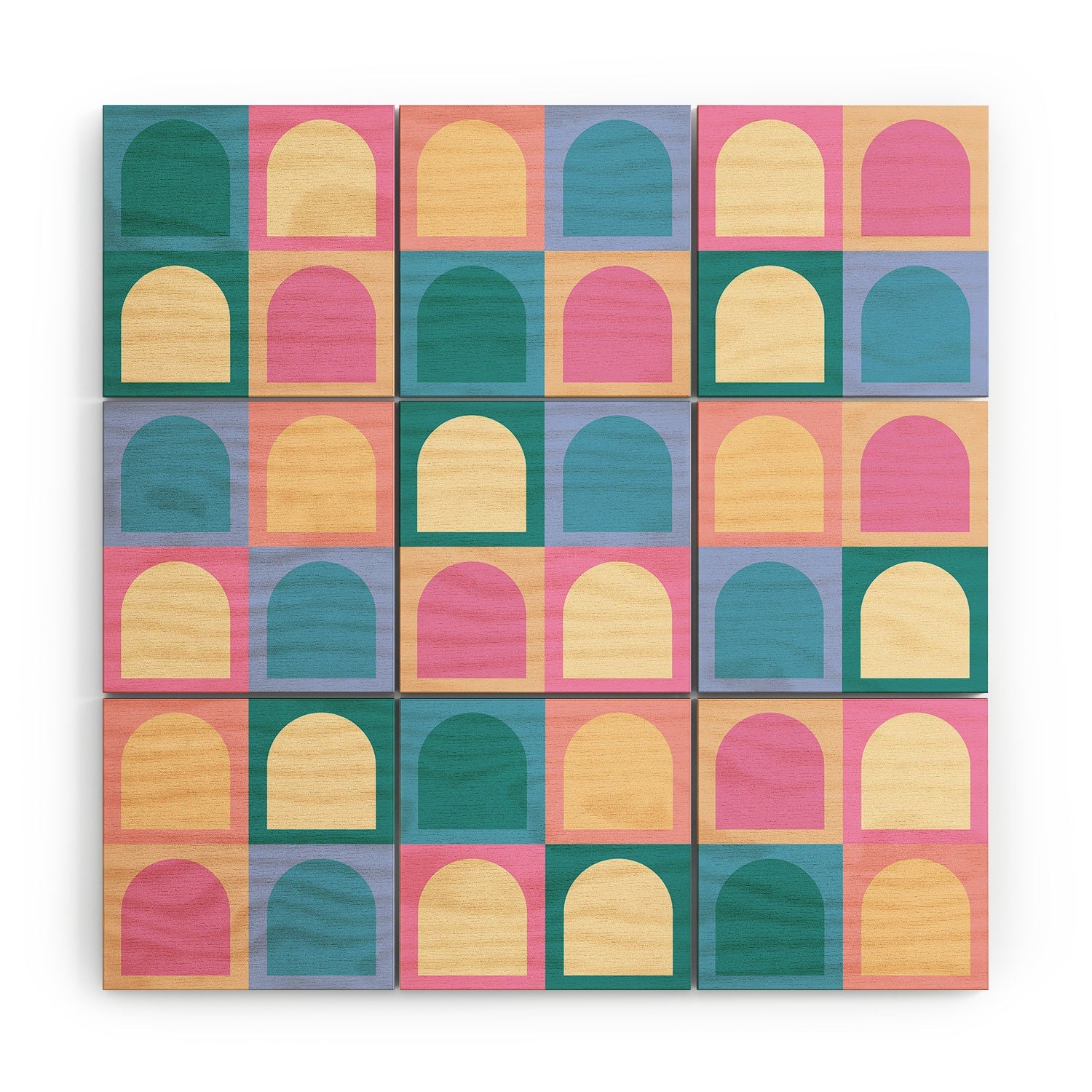Colour Poems Checker Arches I Pastel Tones Wood Wall Mural