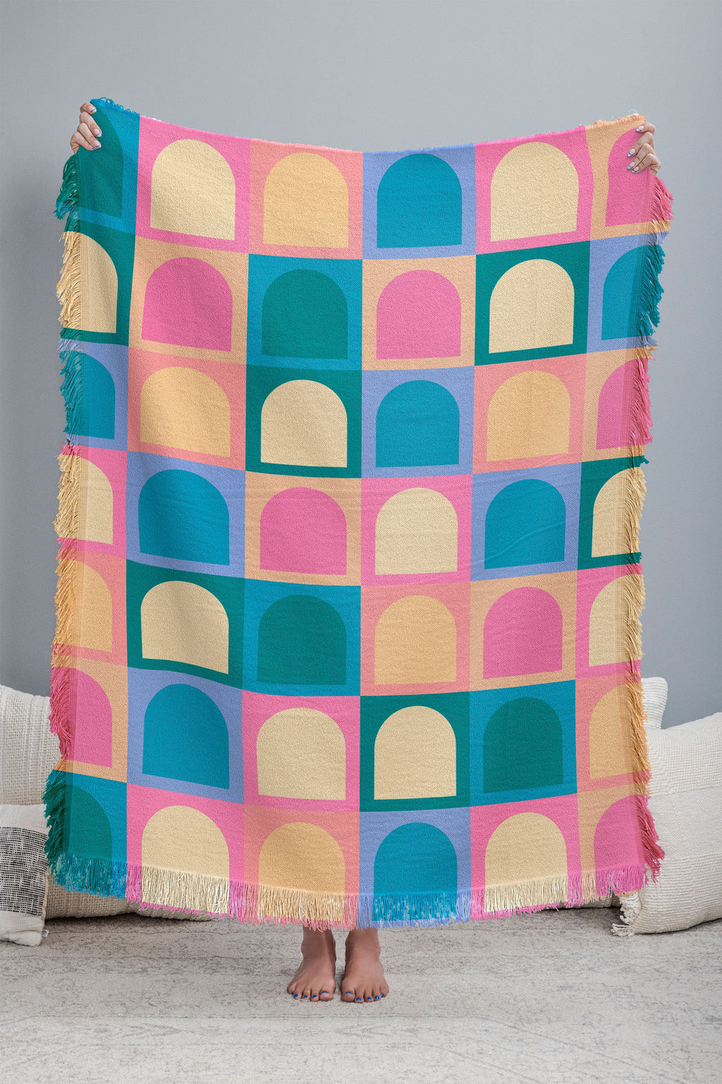 Colour Poems Checker Arches I Pastel Tones Throw Blanket