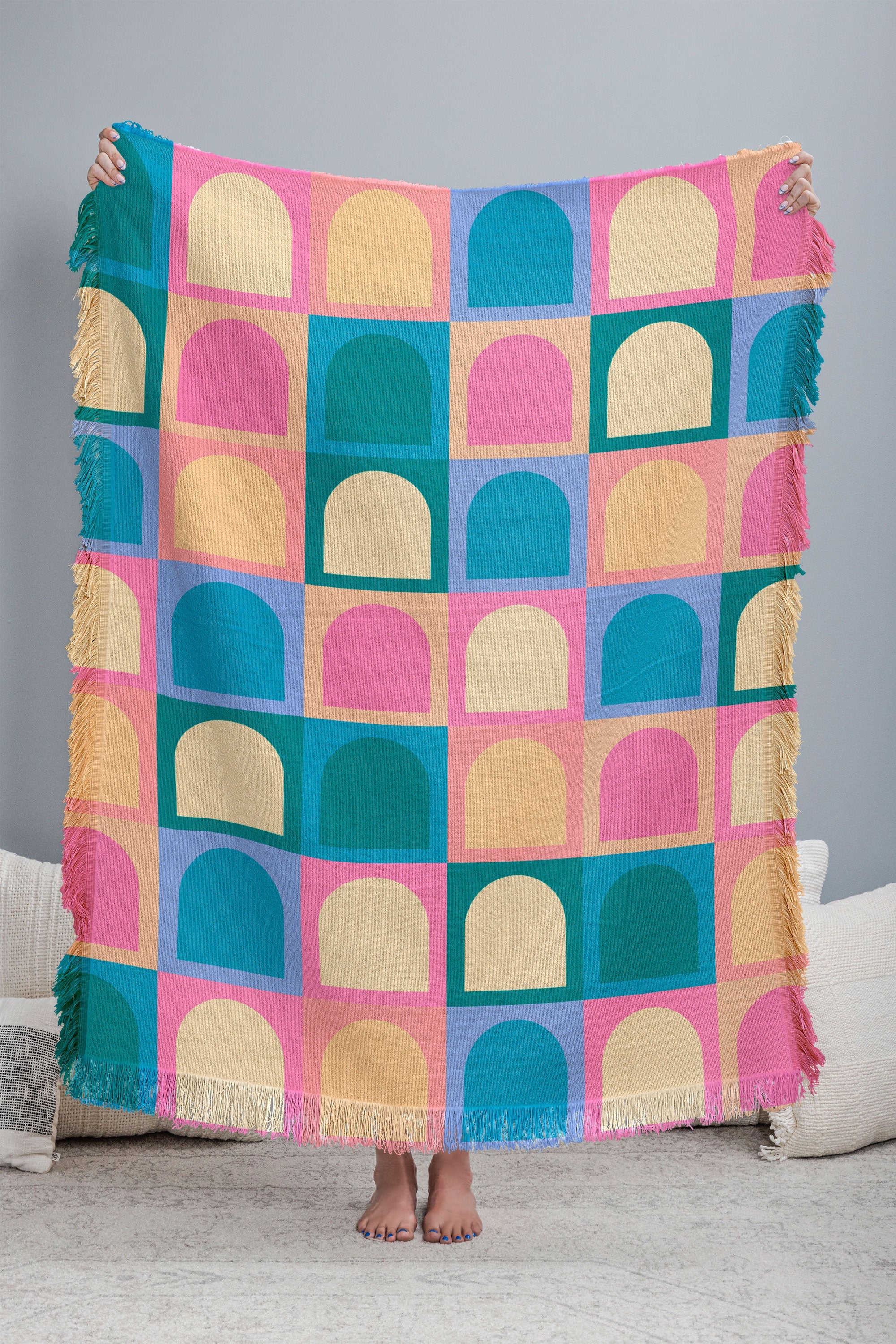 Colour Poems Checker Arches I Pastel Tones Throw Blanket