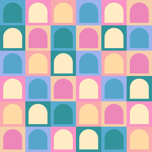 Colour Poems Checker Arches I Pastel Tones Shower Curtain