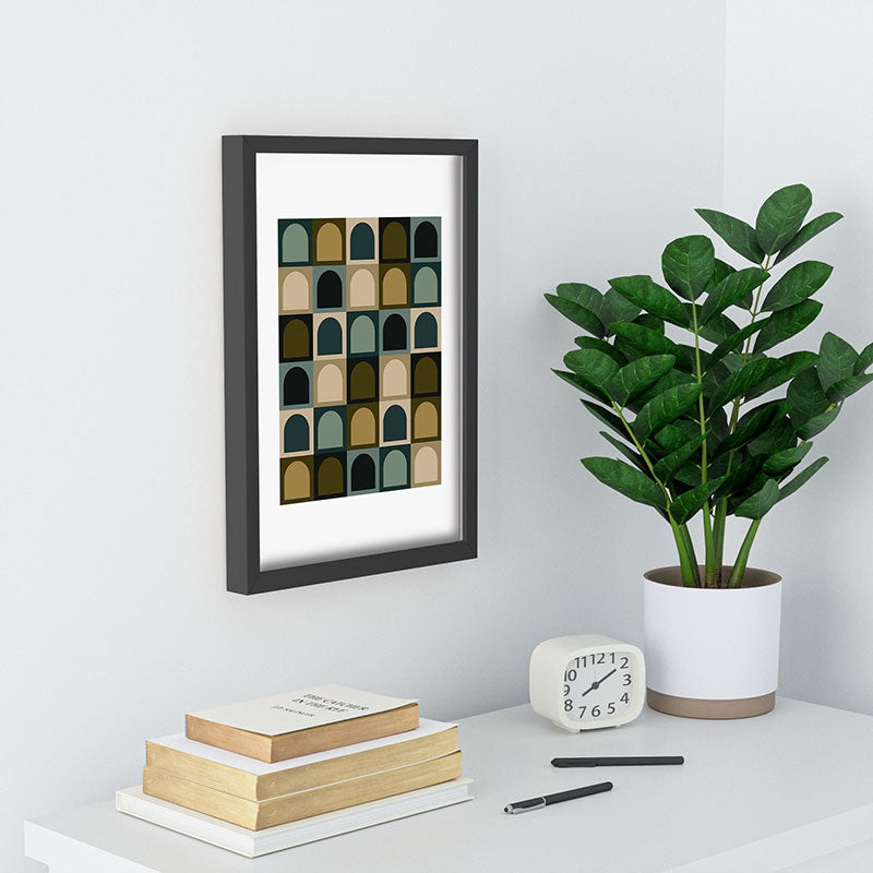 Colour Poems Checker Arches II Earthy Tones Recessed Framing Rectangle