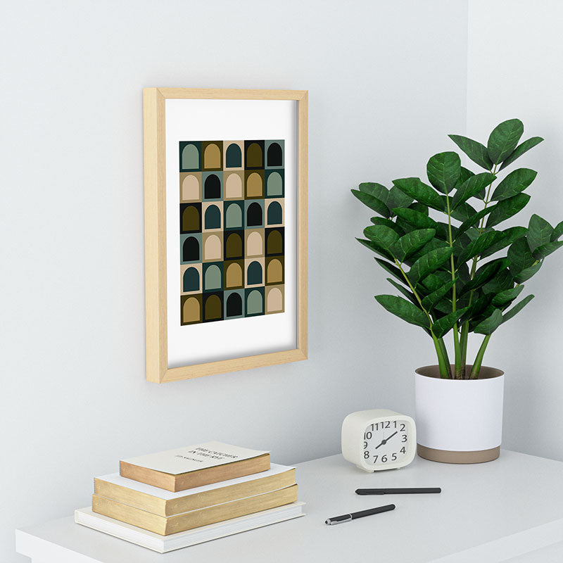 Colour Poems Checker Arches II Earthy Tones Recessed Framing Rectangle