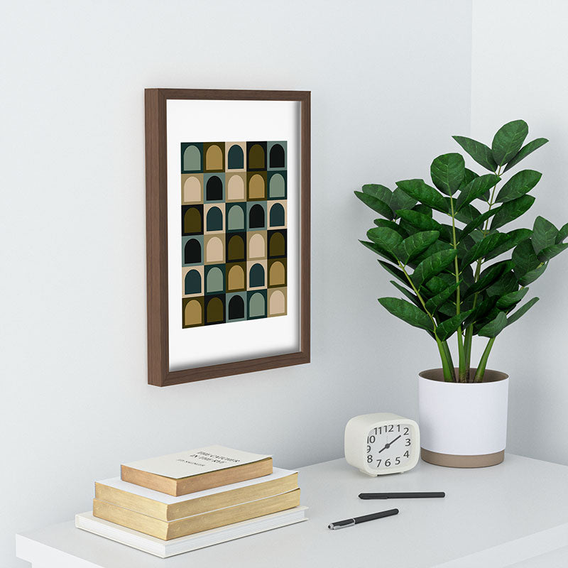 Colour Poems Checker Arches II Earthy Tones Recessed Framing Rectangle