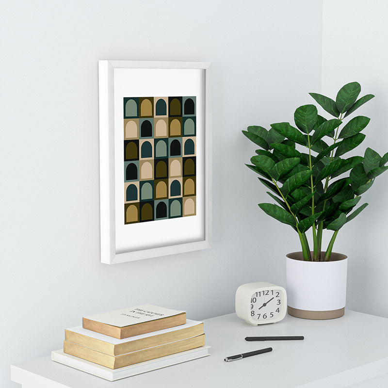 Colour Poems Checker Arches II Earthy Tones Recessed Framing Rectangle