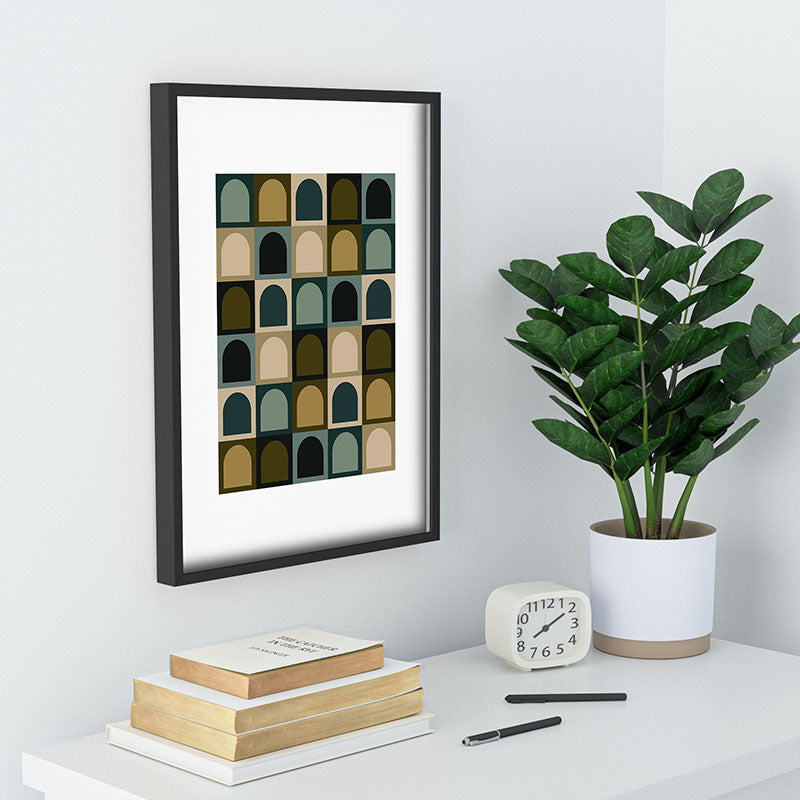 Colour Poems Checker Arches II Earthy Tones Recessed Framing Rectangle
